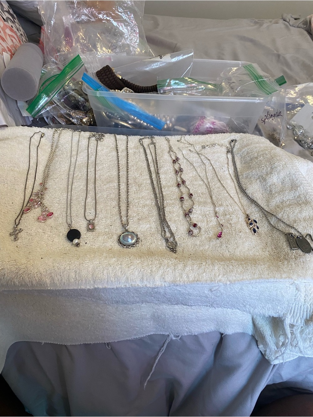 Delicate Silver-Tone Necklace Collection with Pink Accents